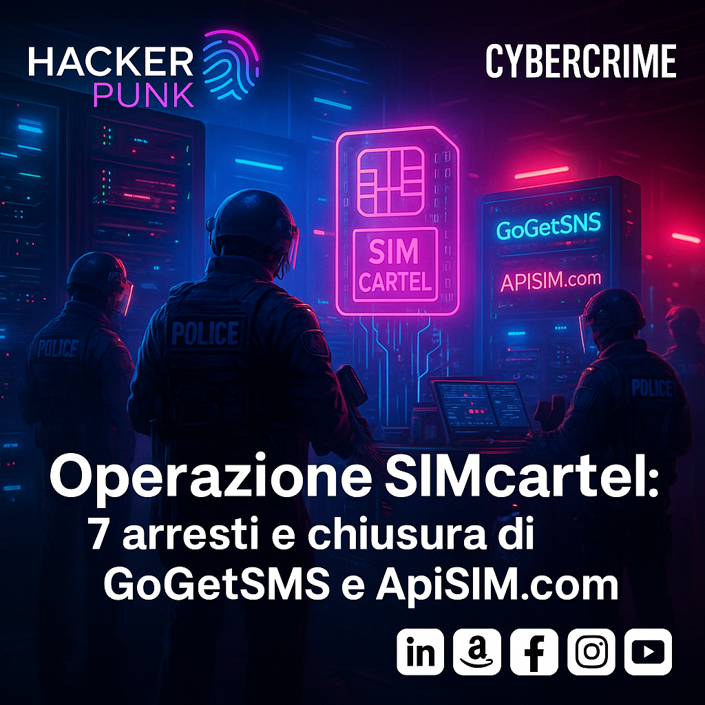 Operazione “SIMcartel”: 7 arresti, chiusi GoGetSMS e ApiSIM.com